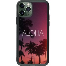 Hülle iPhone 11 Pro - Silikon schwarz Aloha Sunset Palms