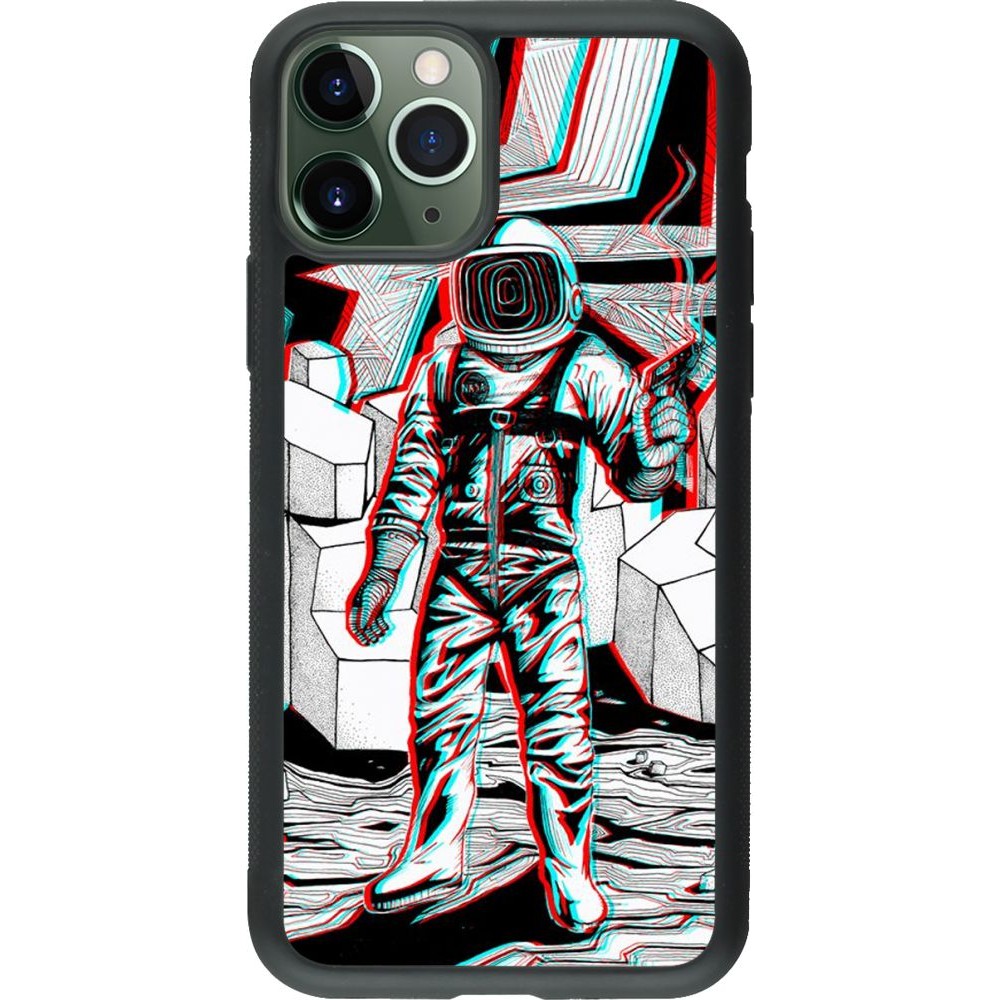 Coque iPhone 11 Pro - Silicone rigide noir Anaglyph Astronaut