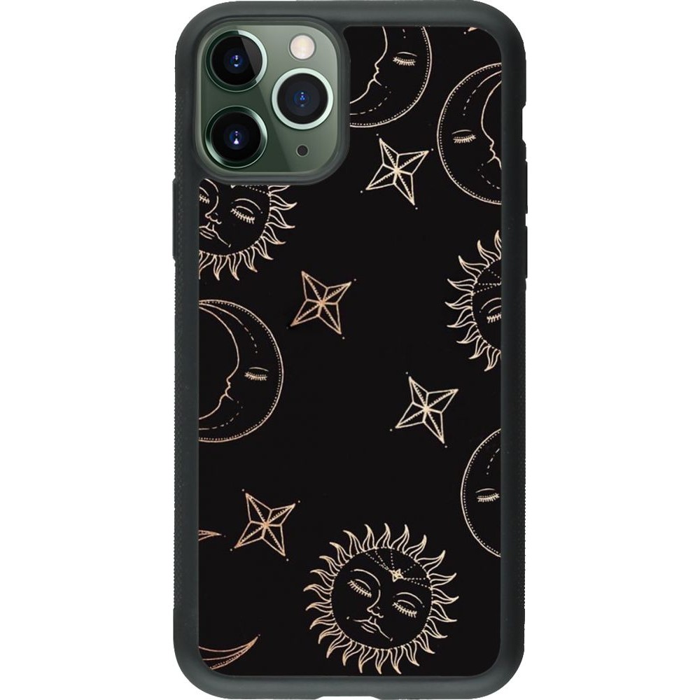 Coque iPhone 11 Pro - Silicone rigide noir Suns and Moons