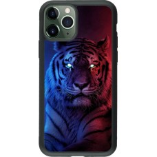 Coque iPhone 11 Pro - Silicone rigide noir Tiger Blue Red