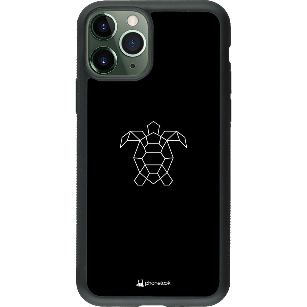Coque iPhone 11 Pro - Silicone rigide noir Turtles lines on black