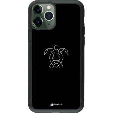 Coque iPhone 11 Pro - Silicone rigide noir Turtles lines on black