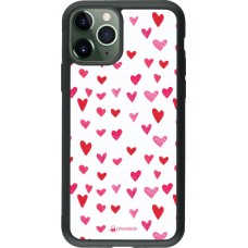 Coque iPhone 11 Pro - Silicone rigide noir Valentine 2022 Many pink hearts