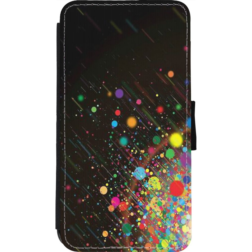 Coque iPhone 11 Pro - Wallet noir Abstract bubule lines