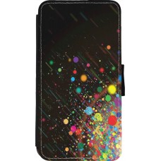 Coque iPhone 11 Pro - Wallet noir Abstract bubule lines