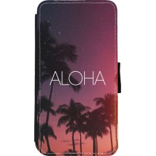 Coque iPhone 11 Pro - Wallet noir Aloha Sunset Palms