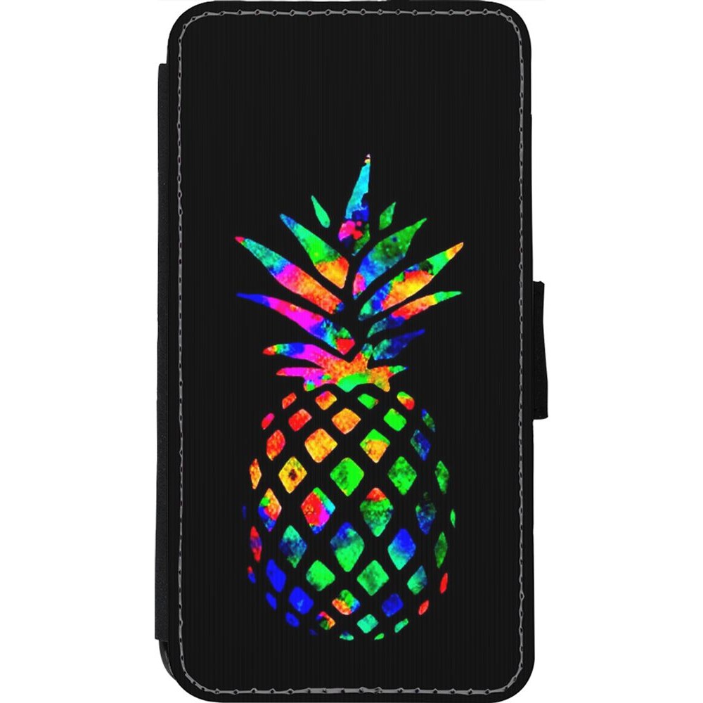 Hülle iPhone 11 Pro - Wallet schwarz Ananas Multi-colors