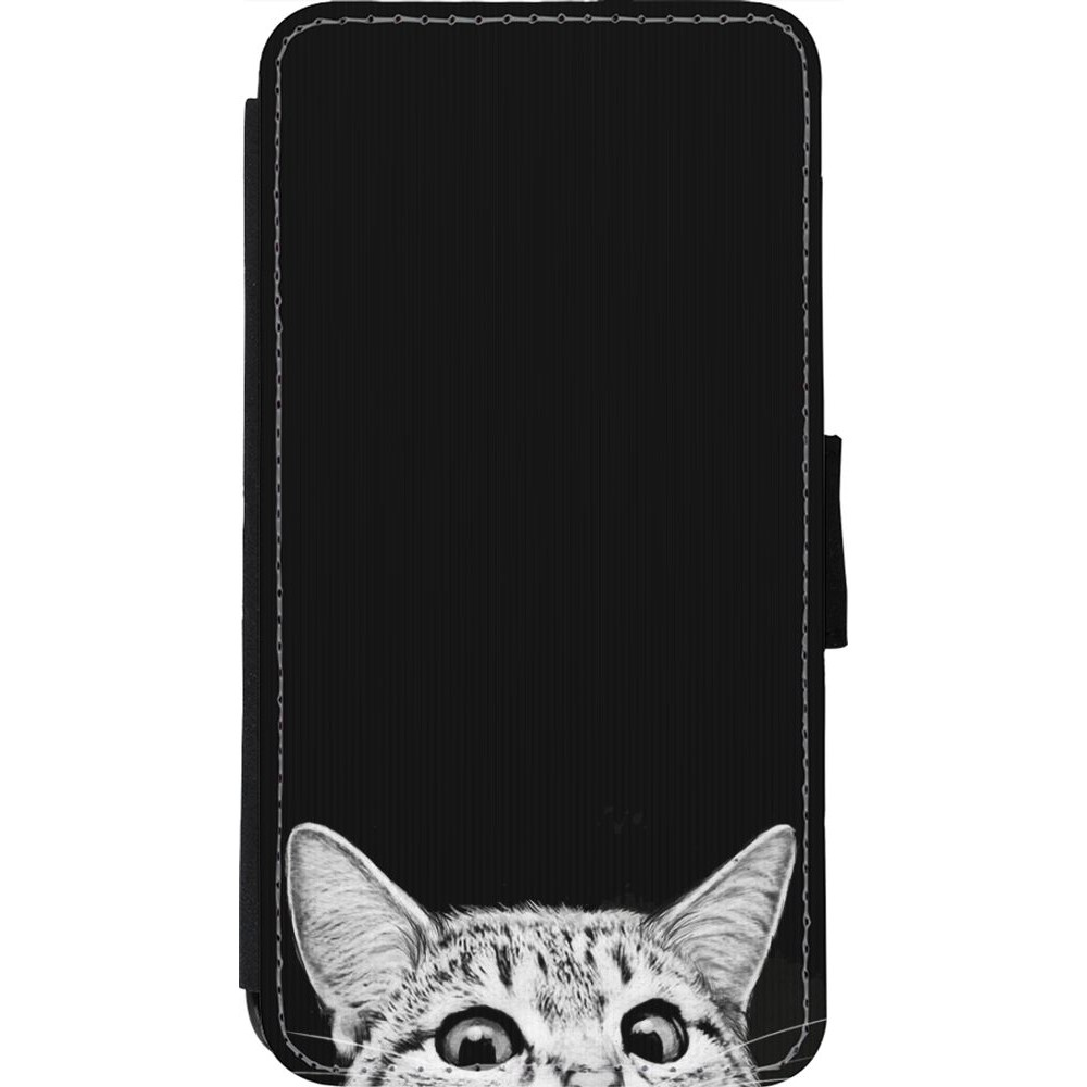 Hülle iPhone 11 Pro - Wallet schwarz Cat Looking Up Black