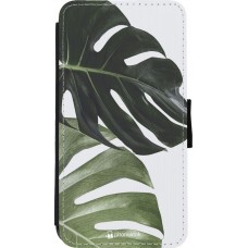 Coque iPhone 11 Pro - Wallet noir Monstera Plant