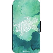 Coque iPhone 11 Pro - Wallet noir Turtle Aztec Watercolor