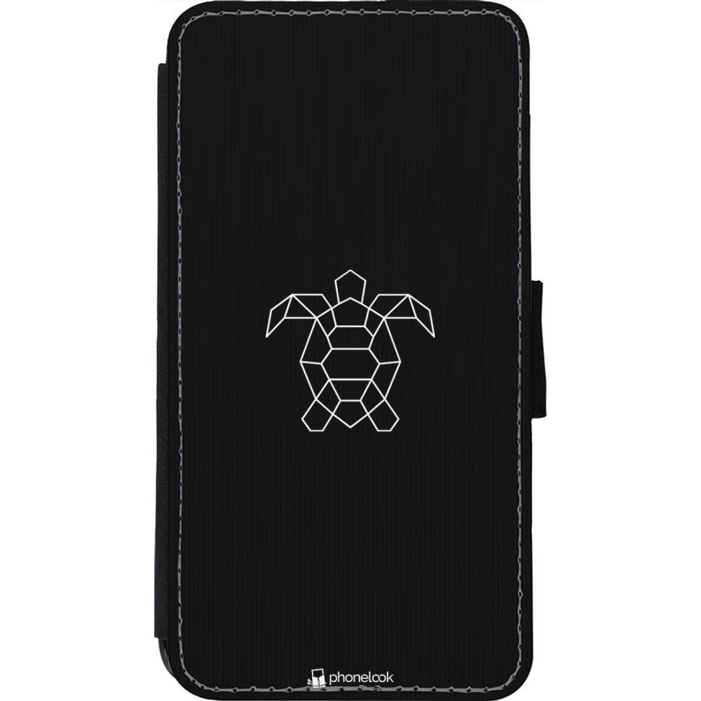 Hülle iPhone 11 Pro - Wallet schwarz Turtles lines on black