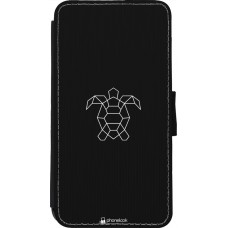 Hülle iPhone 11 Pro - Wallet schwarz Turtles lines on black