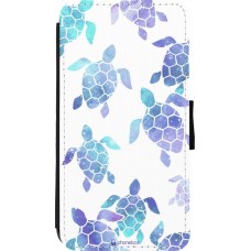 Coque iPhone 11 Pro - Wallet noir Turtles pattern watercolor