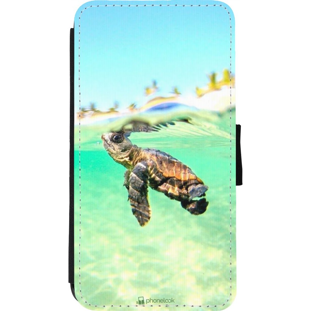 Coque iPhone 11 Pro - Wallet noir Turtle Underwater