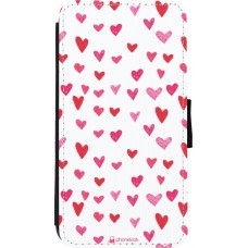 Coque iPhone 11 Pro - Wallet noir Valentine 2022 Many pink hearts