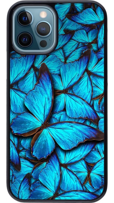 Coque iPhone 12 / 12 Pro - Papillon - Bleu