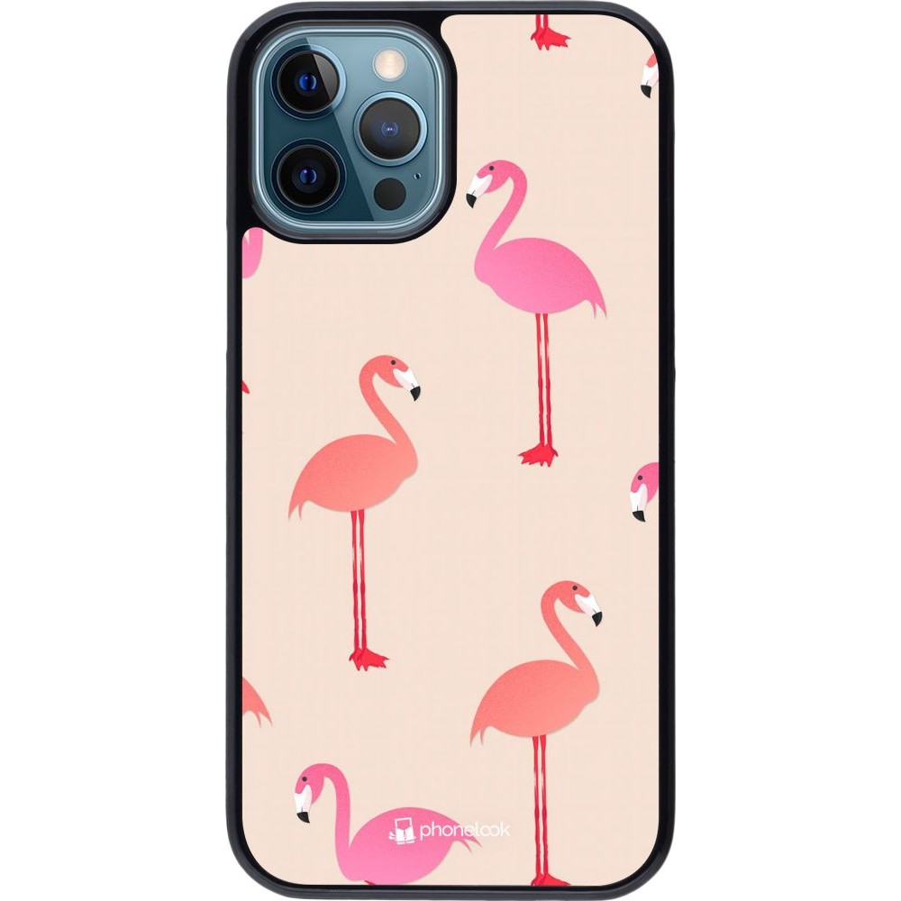 Coque iPhone 12 / 12 Pro - Pink Flamingos Pattern