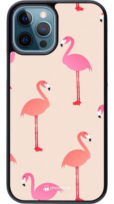 Coque iPhone 12 / 12 Pro - Pink Flamingos Pattern