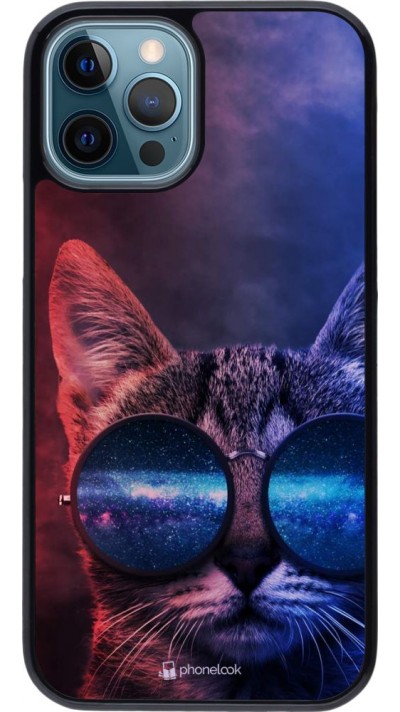 Coque iPhone 12 / 12 Pro - Red Blue Cat Glasses