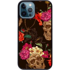 Coque iPhone 12 / 12 Pro - Skulls and flowers