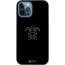 Coque iPhone 12 / 12 Pro - Turtles lines on black