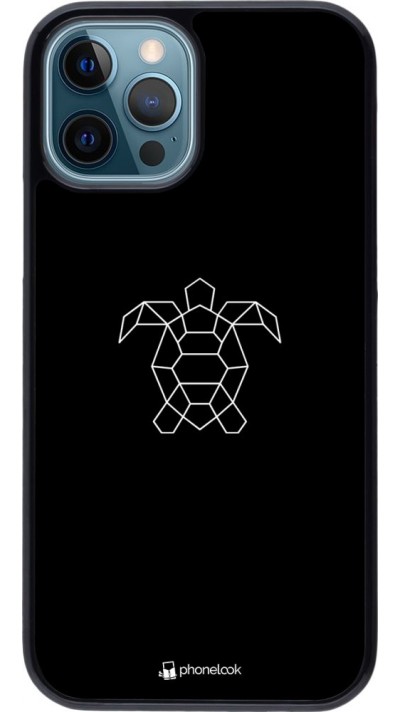 Coque iPhone 12 / 12 Pro - Turtles lines on black