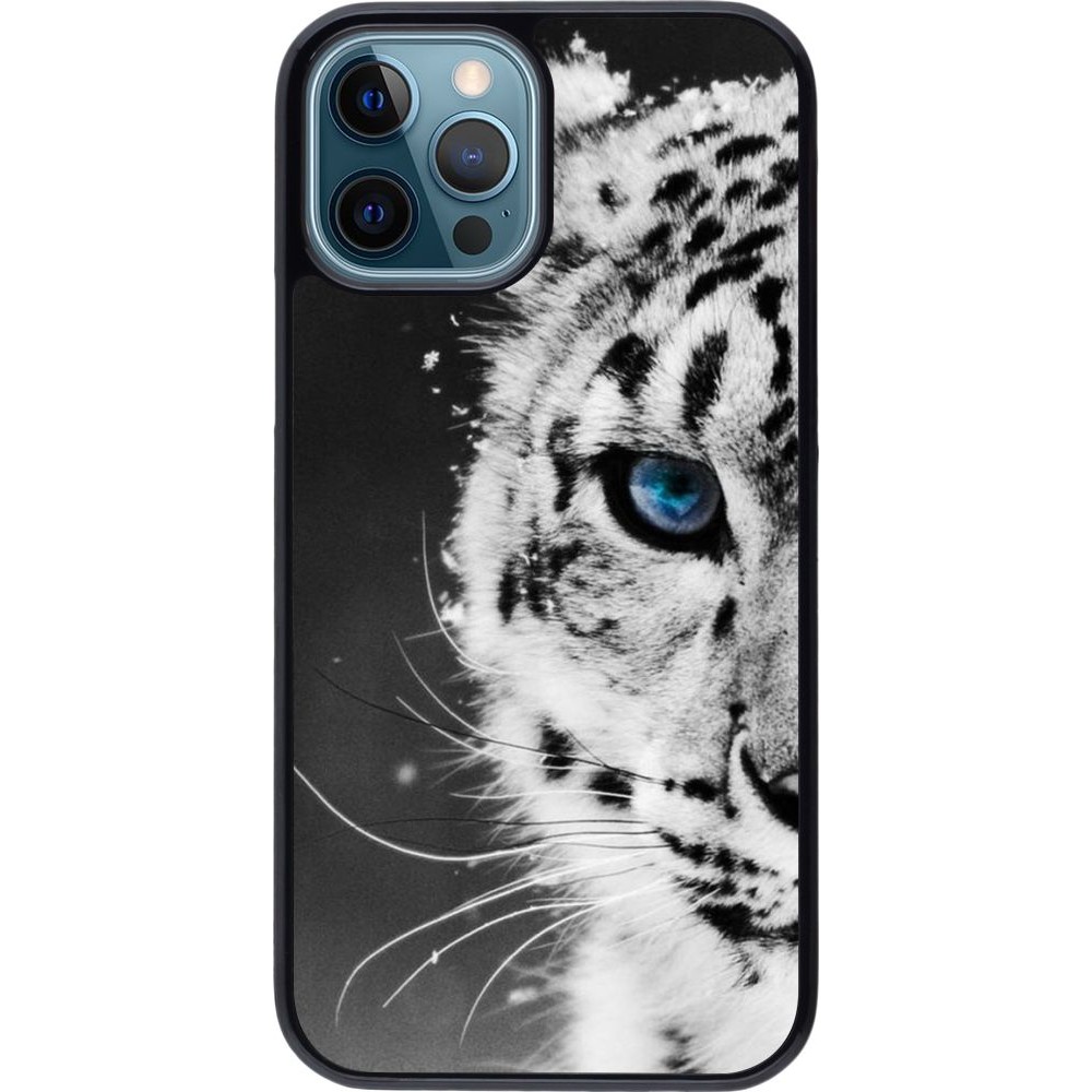 Coque iPhone 12 / 12 Pro - White tiger blue eye