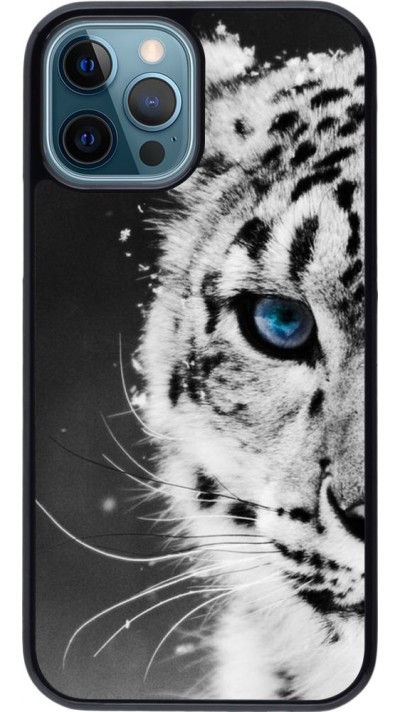 Hülle iPhone 12 / 12 Pro - White tiger blue eye