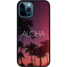 Hülle iPhone 12 / 12 Pro - Silikon schwarz Aloha Sunset Palms