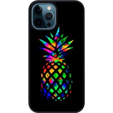 Hülle iPhone 12 / 12 Pro - Silikon schwarz Ananas Multi-colors