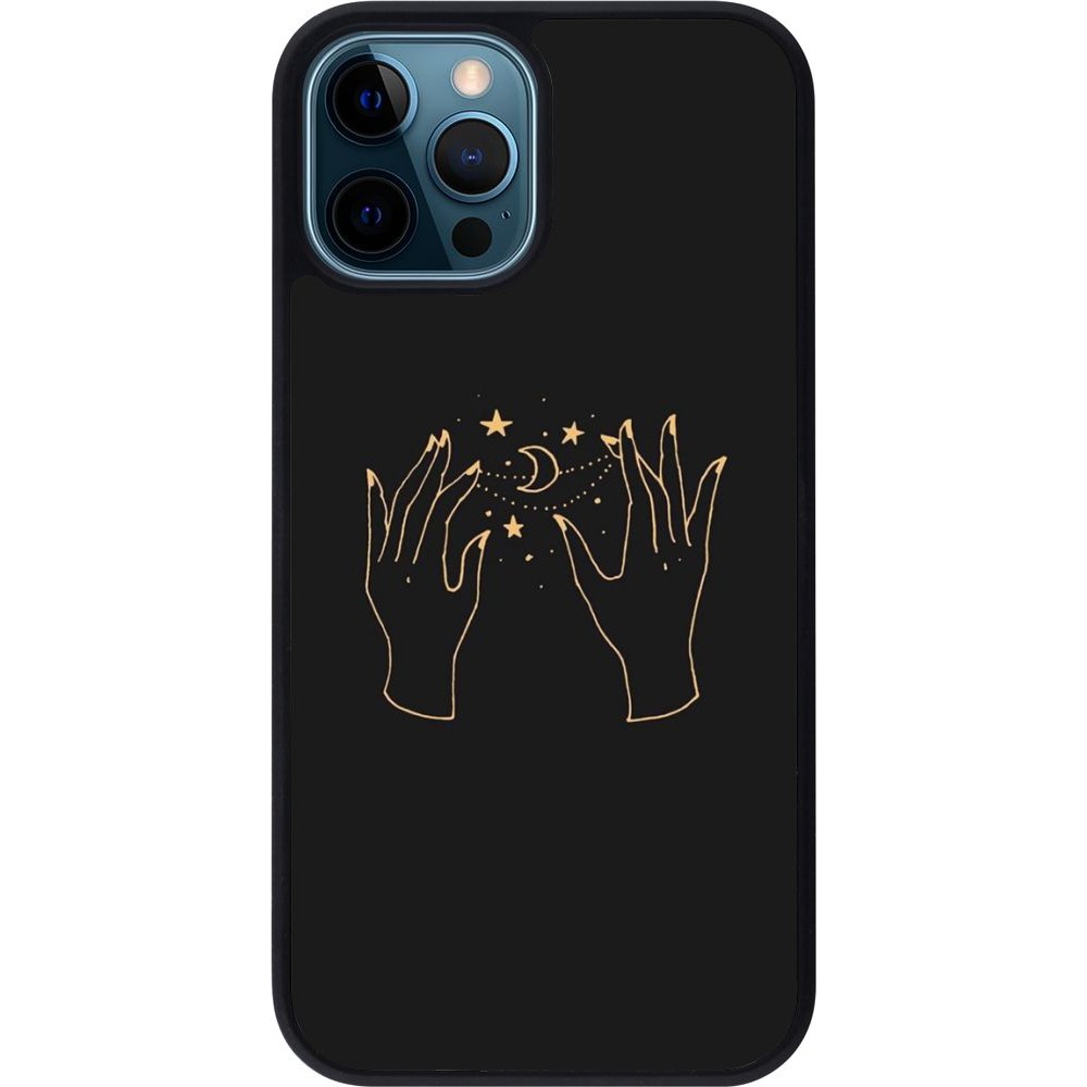 Coque iPhone 12 / 12 Pro - Silicone rigide noir Grey magic hands