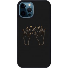 Coque iPhone 12 / 12 Pro - Silicone rigide noir Grey magic hands