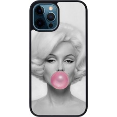 Coque iPhone 12 / 12 Pro - Silicone rigide noir Marilyn Bubble
