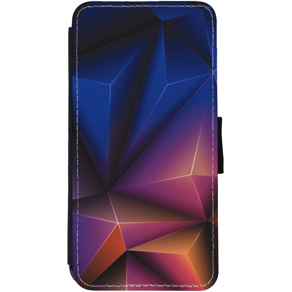 Coque iPhone 12 / 12 Pro - Wallet noir Abstract Triangles 