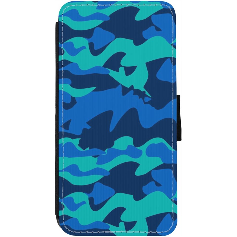 Hülle iPhone 12 / 12 Pro - Wallet schwarz Camo Blue