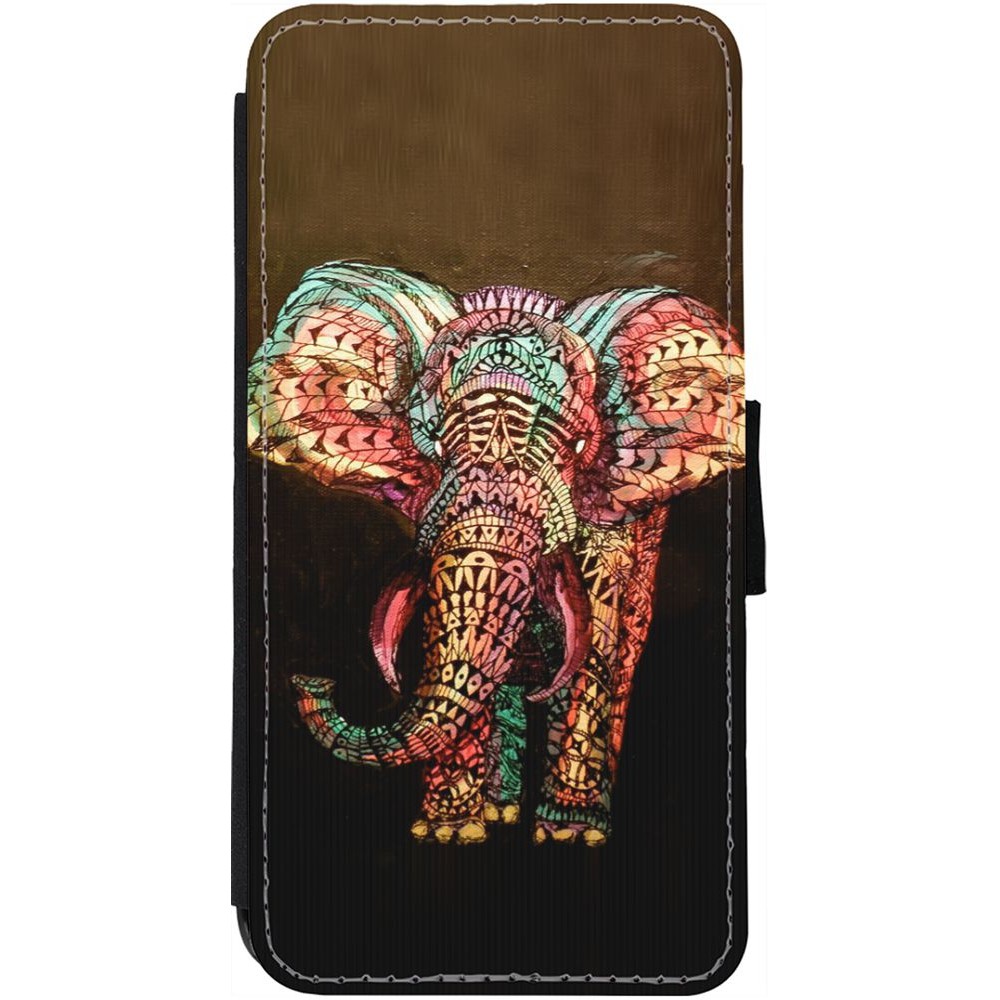Hülle iPhone 12 / 12 Pro - Wallet schwarz Elephant 02