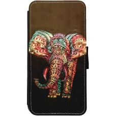 Hülle iPhone 12 / 12 Pro - Wallet schwarz Elephant 02