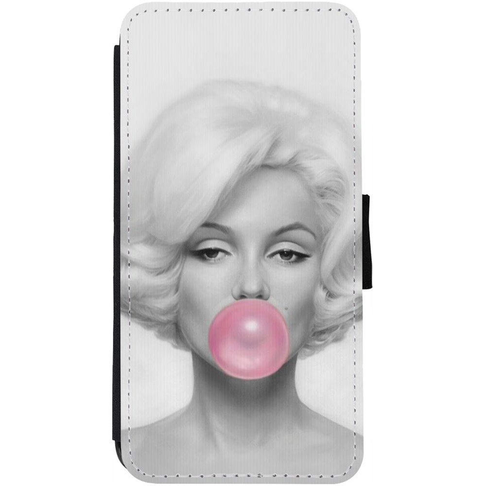 Coque iPhone 12 / 12 Pro - Wallet noir Marilyn Bubble