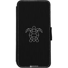 Coque iPhone 12 / 12 Pro - Wallet noir Turtles lines on black