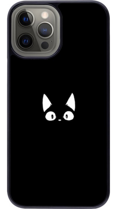 Coque iPhone 12 Pro Max - Funny cat on black