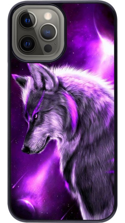 Hülle iPhone 12 Pro Max - Purple Sky Wolf
