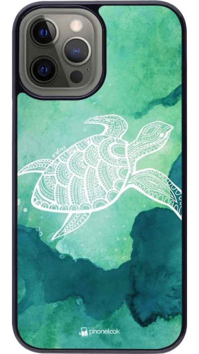 Coque iPhone 12 Pro Max - Turtle Aztec Watercolor