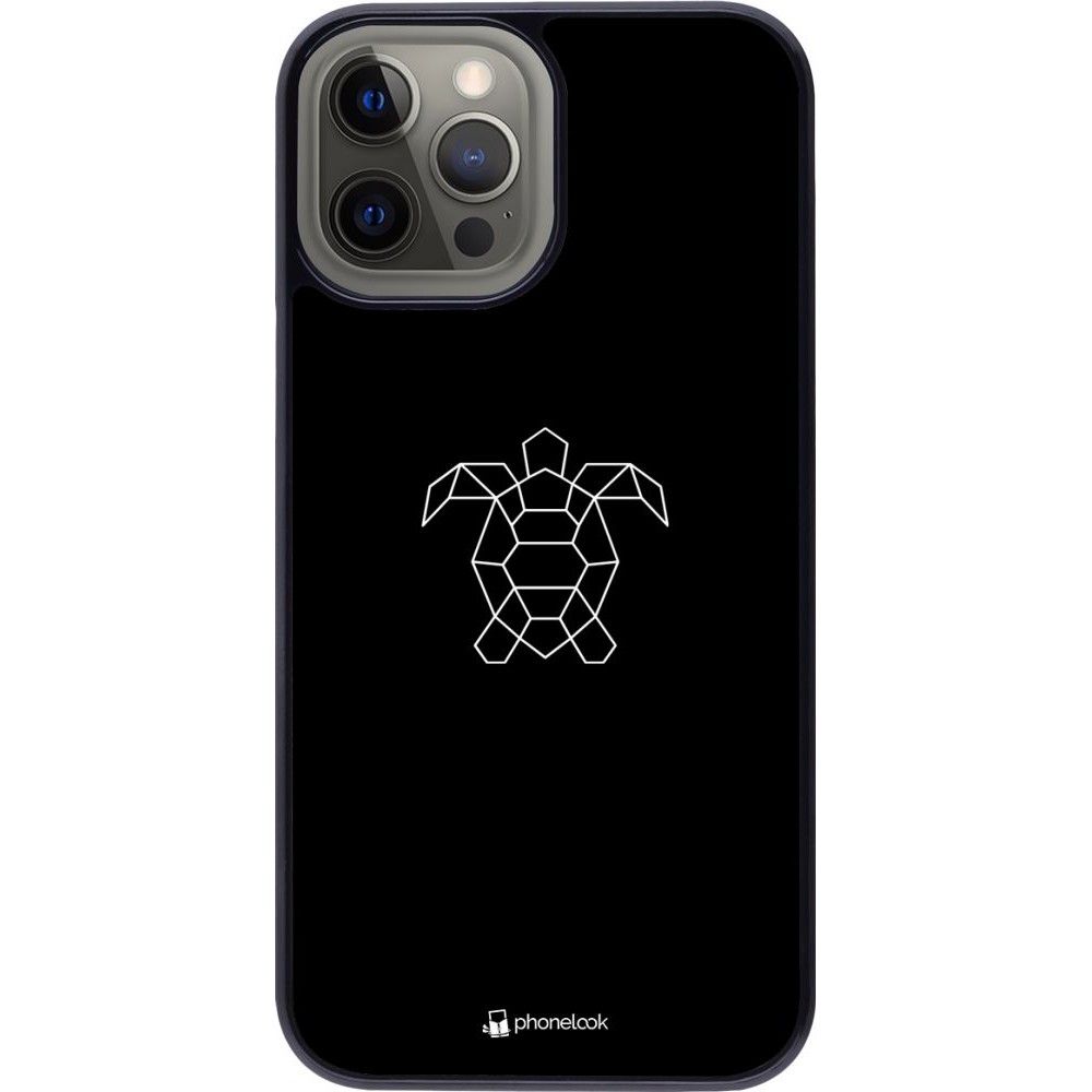 Coque iPhone 12 Pro Max - Turtles lines on black