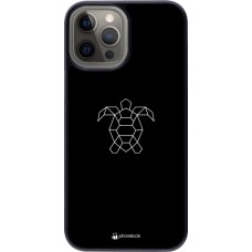 Hülle iPhone 12 Pro Max - Turtles lines on black