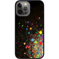 Coque iPhone 12 Pro Max - Silicone rigide noir Abstract bubule lines