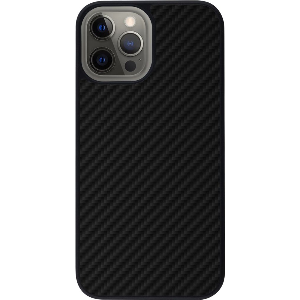 Coque iPhone 12 Pro Max - Silicone rigide noir Carbon Basic