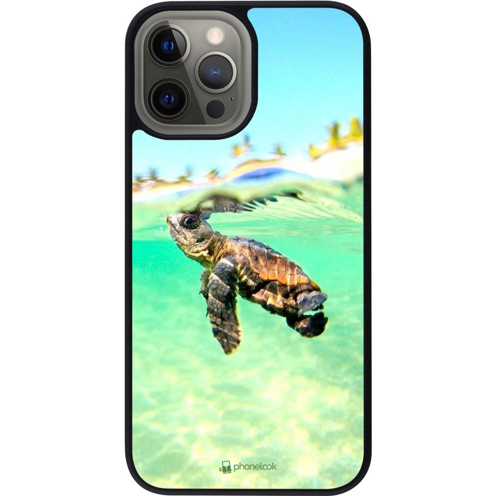 Coque iPhone 12 Pro Max - Silicone rigide noir Turtle Underwater