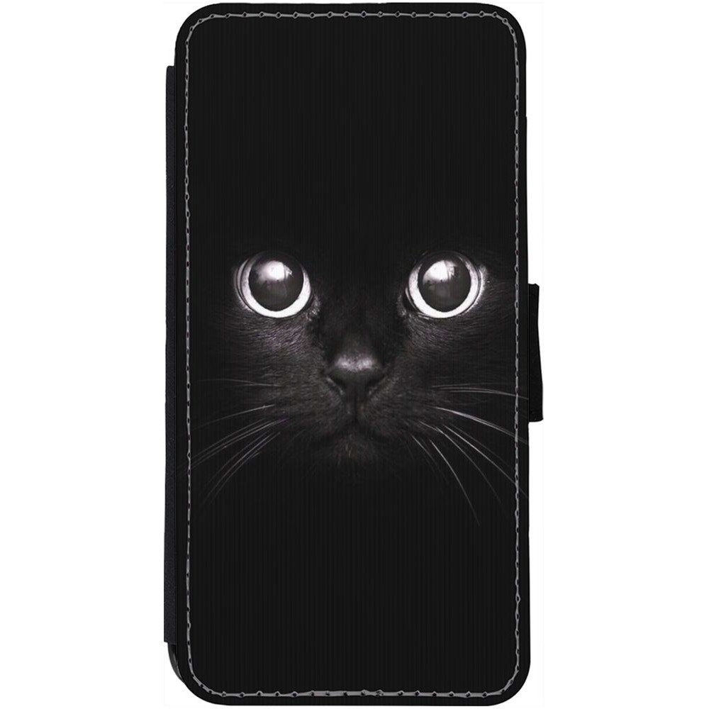 Coque iPhone 12 Pro Max - Wallet noir Cat eyes