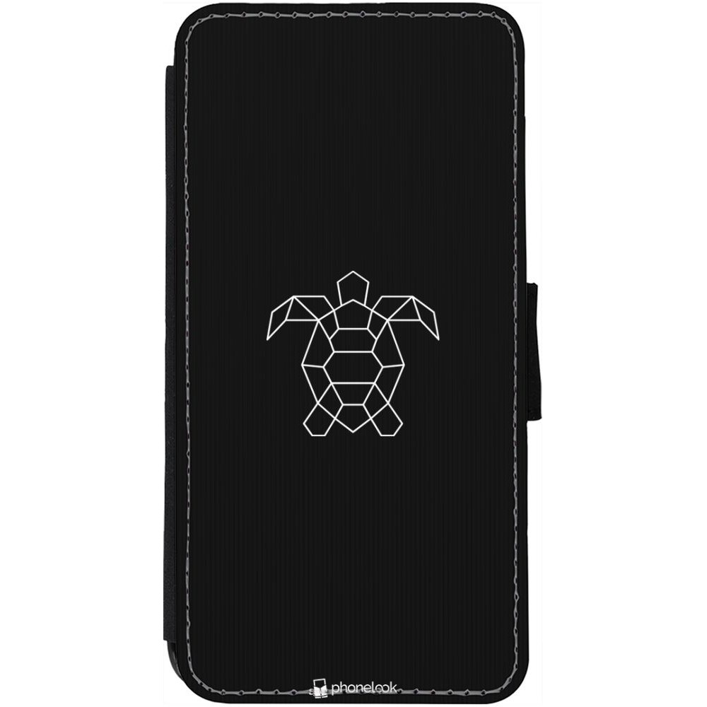 Coque iPhone 12 Pro Max - Wallet noir Turtles lines on black