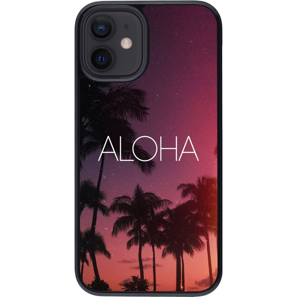 Coque iPhone 12 mini - Aloha Sunset Palms